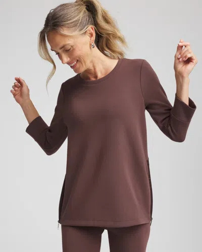 Chico's Scuba Satin-trim Tunic In Espresso In Brown