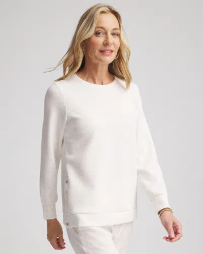Chico's Scuba Snap Hem Top In White Size 20/22 |  Zenergy In Ecru