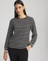 Chico's Scuba Striped Top In Black Size 16/18 |  Zenergy In Black