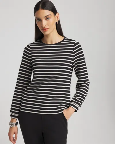 Chico's Scuba Striped Top In Black Size 16/18 |  Zenergy
