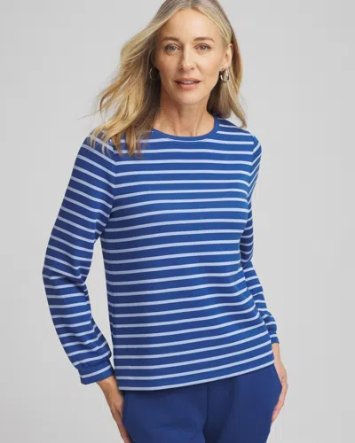 Chico's Scuba Striped Top In Blue Size 8/10 |  Zenergy In Royal Blue