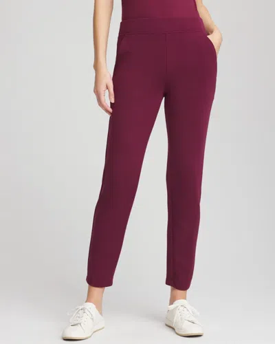 Chico's Scuba Tapered Ankle Pants In Deep Chianti In Burgundy