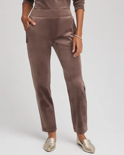 Chico's Scuba Velour Tapered Ankle Pants In Walnut In Brown