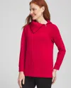 Chico's Scuba Zip Neck Tunic Top In Size 12/14 |  Zenergy In Red Allure