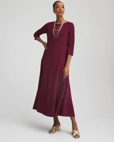 Chico's Seamed Crepe Maxi Dress In Deep Chianti In Burgundy