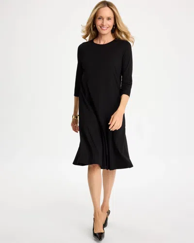Chico's Seamed Ponte Knit 3/4 Sleeve Dress In Black