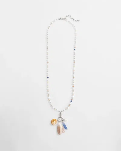 Chico's Seashell Beaded Pendant Necklace In Multi