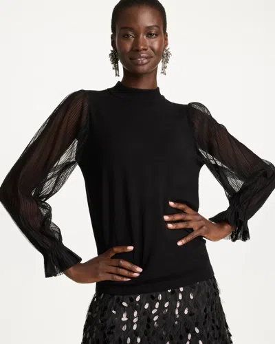 Chico's Semi-sheer Long-sleeved Sweater In Black