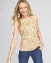 Chico's Sequin Beaded Halter Tank Top In Brown Size 20/22 |  In Modern Khaki