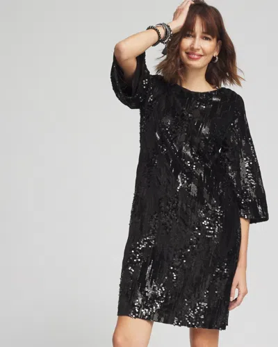 Chico's Sequin Bell-sleeve Dress In Black Size 8/10 |