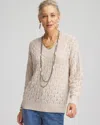 Chico's Sequin Cable Knit Pullover Sweater In White Size 4/6 |  In Cream