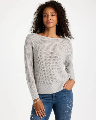 Chico's Sequin Embellished Pullover Sweater In Gray In Moon Shade Gray