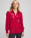 Chico's Sequin Embellished Shirt In Size 12 |  In Red Allure