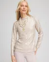 Chico's Sequin Funnel Neck Tee In Helium Size 20/22 |  In Helium