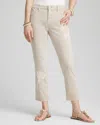 Chico's Sequin Girlfriend Cropped Jeans In Taupe Size 14 |  In Smokey Taupe