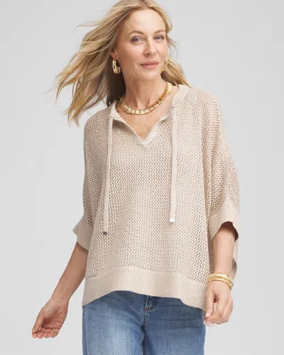 Chico's Sequin Open Knit Poncho In Brown