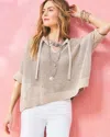 Chico's Sequin Open Knit Poncho In Denim In Gray