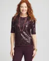 Chico's Sequin Pullover Sweater In Purple Size 16/18 |  In Deep Raisin