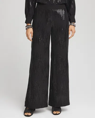 Chico's Sequin Relaxed Straight Leg Pants In Black Size 16/18 |