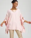 Chico's Sequin Striped Sweater Poncho In Blushed