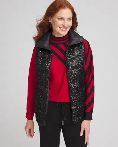 Chico's Sequin Vest In Black Size Small |  Zenergy
