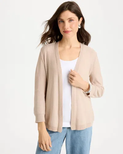 Chico's Sequined Summer Romance Cardigan Sweater In Taupe In Brown