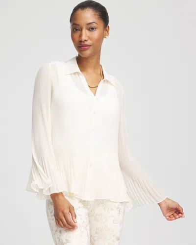 Chico's Sheer Pleated Blouse In English Cream Size 20/22 |