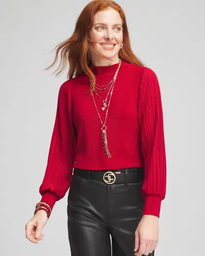 Chico's Shimmer Mock-neck Top In Size 20/22 |  In Red Allure