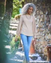 Chico's Shimmer Mock-neck Top In Tan Size 20/22 |  In Champagne