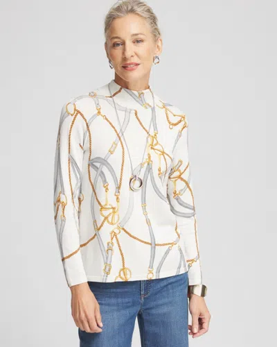 Chico's Shimmer Mockneck Pullover Sweater In English Cream Size 20/22 |