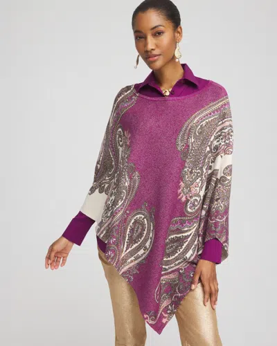 Chico's Shimmer Paisley Poncho In Purple