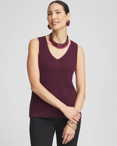 Chico's Shimmer Ribbed Sweater Tank In Purple Size 16/18 |  In Deep Raisin