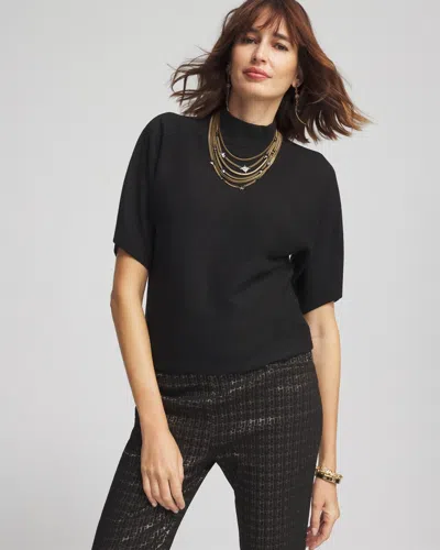 Chico's Shimmer Short Sleeve Pullover Sweater In Black Size 8/10 |