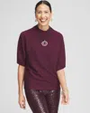 Chico's Shimmer Short Sleeve Pullover Sweater In Purple Size 20/22 |  In Deep Raisin