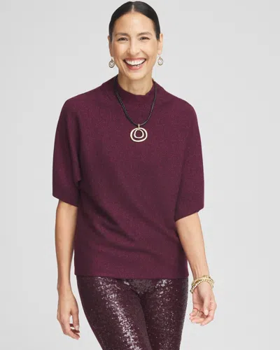 Chico's Shimmer Short Sleeve Pullover Sweater In Purple Size 20/22 |  In Deep Raisin