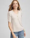 CHICO'S SPLIT NECK HENLEY TEE IN NEUTRAL SIZE 8/10 | CHICO'S