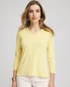 Chico's Short Pima 3/4 Sleeve Tee In Golden Chamois