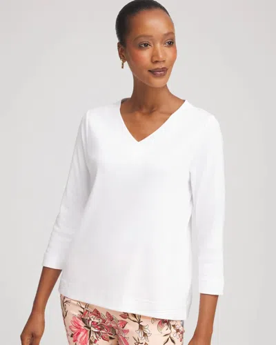 Chico's Short Pima 3/4 Sleeve Tee In White