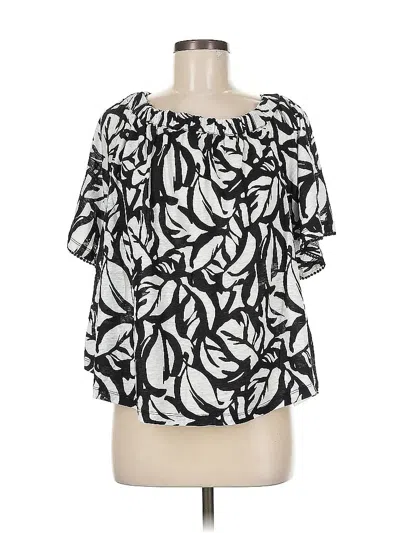 Pre-owned Chico's Short Sleeve Blouse In Black