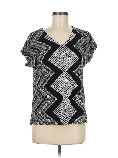 Pre-owned Chico's Short Sleeve Blouse In Black