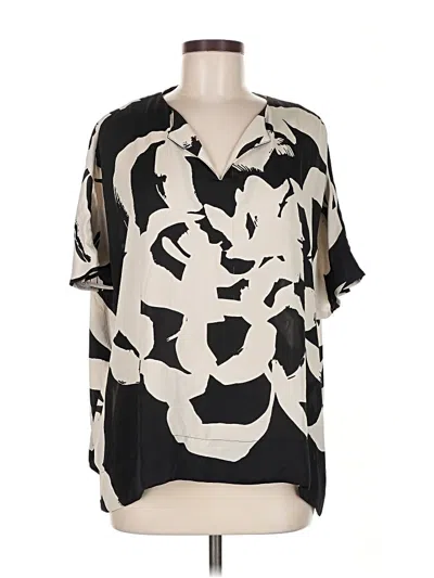 Pre-owned Chico's Short Sleeve Blouse In Black