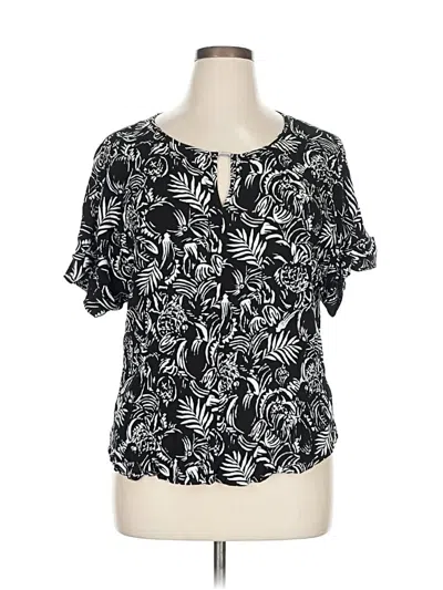 Pre-owned Chico's Short Sleeve Blouse In Black