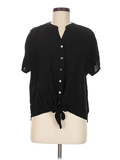 Pre-owned Chico's Short Sleeve Blouse In Black