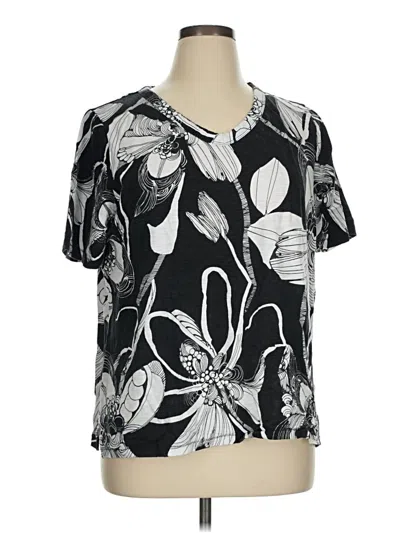 Pre-owned Chico's Short Sleeve Blouse In Black