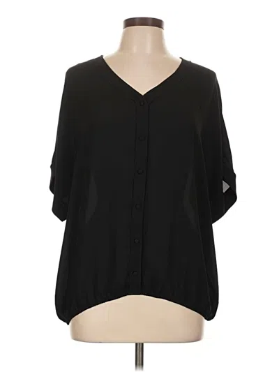 Pre-owned Chico's Short Sleeve Blouse In Black