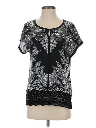 Pre-owned Chico's Short Sleeve Blouse In Black