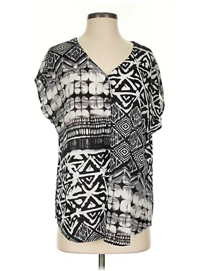 Pre-owned Chico's Short Sleeve Blouse In Black
