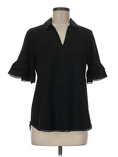 Pre-owned Chico's Short Sleeve Blouse In Black