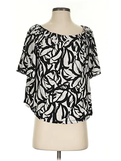 Pre-owned Chico's Short Sleeve Blouse In Black