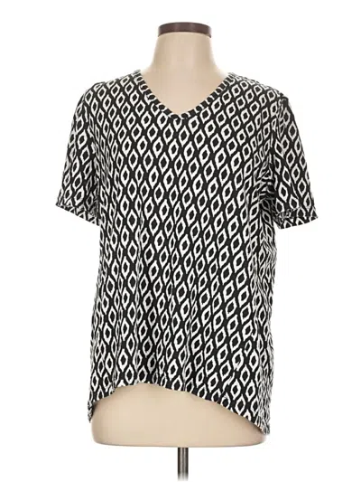 Pre-owned Chico's Short Sleeve Blouse In Black